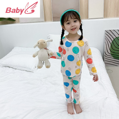 SUNTEK儿童内衣套装棉男女宝宝秋衣秋裤春秋款莱卡低领睡衣家居服儿童内衣