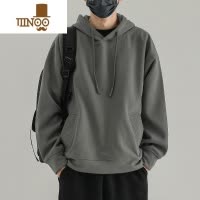 YANXU皱连帽卫衣男潮牌纯色上衣2023帽衫外套美式情侣套头