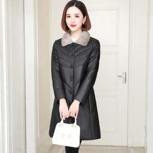 2024秋冬新款真皮皮衣女装羽绒服中长款海宁皮草夹克水貂毛领外套