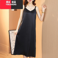 YIBUSHENG季中长款吊带裙缎面女西装内搭打底裙丝质背心防透连衣裙子