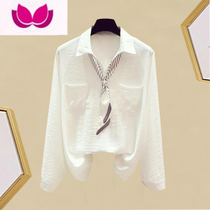 七斓小清新时尚套装洋气宽松长袖衬衫女显瘦弹力小脚牛仔裤