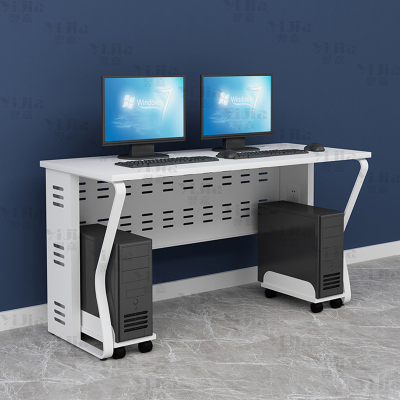 翌嘉 钢架电脑桌培训桌机房电脑桌学习桌课桌 双人位K款