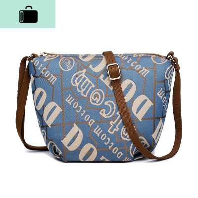 新款帆布斜挎包女牛津布单肩小包包日韩小包布包饺子包NEW LAKE 蓝布女斜挎包