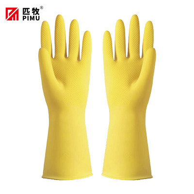 匹牧 PM-ST-G064 乳胶手套 天然乳胶黄色清洁浸绒*M码74g 12双/打 单位:双(单双不发货)
