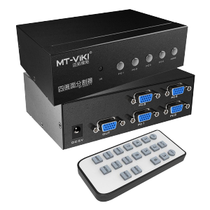 迈拓维矩sw041-v 4路VGA画面分割器分屏器4进1出多电脑共享显示器带遥控1080P配线