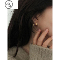 JiMi极简ins冷淡风通体925银蝴蝶酥线条感法式心形网红复古金属耳钉