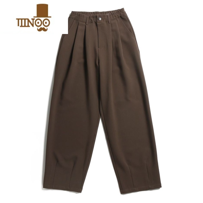YANXUJiwuus 秋日系复古直筒咖啡色西裤男女生垂感阔腿宽松休闲长裤子