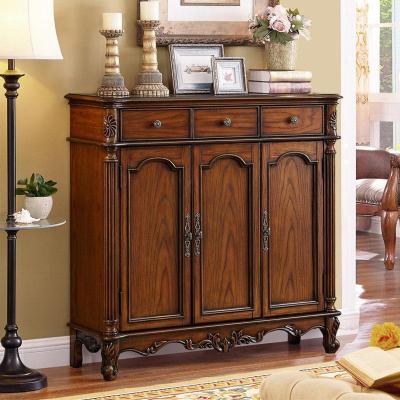 森美人美式鞋柜实木家用口欧式入户厅玄关柜四收纳柜大容量G