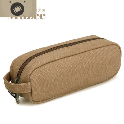 新款简约帆布笔袋男女学生创意文具袋大容量手拿包小包包男艾狄伊娃手拿包男浅咖