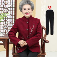 迪鲁奥(DILUAO)中老年人秋冬新款秋装外套女装奶奶装60-70岁80婚礼妈妈装春秋毛呢上衣服