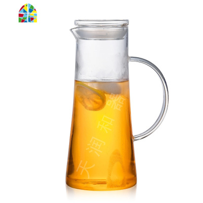 耐热防爆大容量开水瓶玻璃壶加厚晾热水扎杯凉水壶 FENGHOU 玻璃盖款[梯形水壶]+4杯