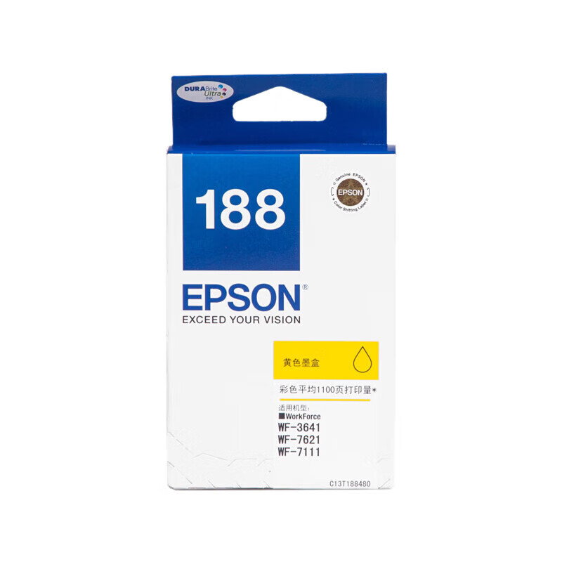 爱普生(EPSON) T1884 黄色墨盒 (适用WF-3641/7111/7621/7218/7728机型)约1100