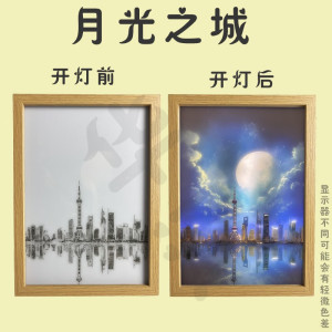 工匠时光床头灯光画发光装饰画相框客厅阳光画520七夕生日礼物女生小夜灯