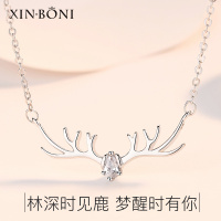 鑫铂尼 纯银一路有你银项链女士吊坠生日礼物纪念日闺蜜礼物送女友老婆珠宝首饰银饰平安夜圣诞节
