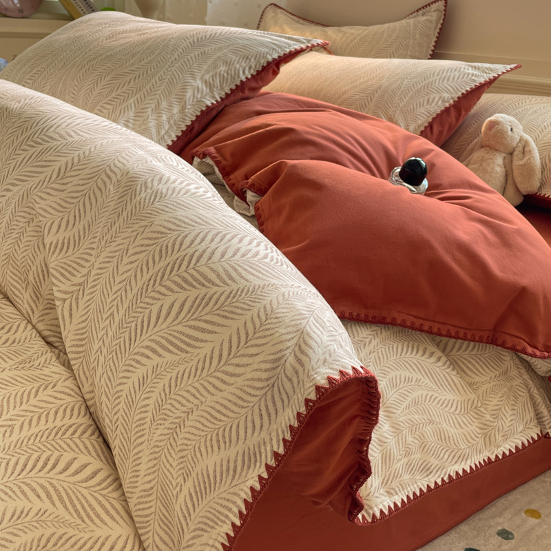 秋冬加厚磨毛四件套南通家纺床上用品纯棉床单被罩三件套被套_281