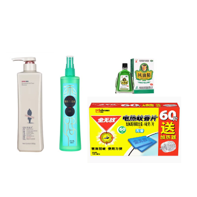 龙虎风油精9ml+全无敌电热蚊香片60片+驱蚊花露水180ml+阿道夫沐浴原液 500g B套餐