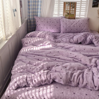 小清新花边床盖款四件套秋冬季加厚保暖珊瑚绒牛奶绒双面被套床品