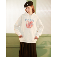 [2.5折价125元]唐狮春秋冬款女卫衣加绒连帽宽松设计感oversize休闲上衣外套