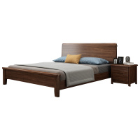 臻远ZY4022914实木床胡桃木单人床1.5米含一个床头柜