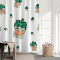 北欧浴帘浴室防水布卫生间印花隔断帘套装免打孔安装挂帘厕所窗帘