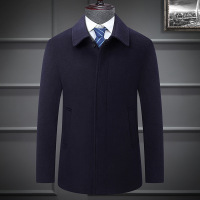 秋冬新款行政毛呢大衣加厚中老年男士简约中长款羊毛呢子大衣外套