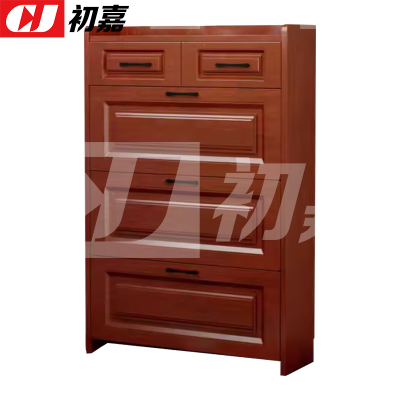 初嘉(CJ)木质翻斗鞋柜入户门口窄边鞋柜双层双抽屉 900*240*1200