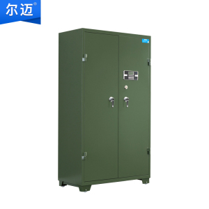 尔迈 钢制枪柜加厚管制器械保管柜密码锁枪弹存放柜双锁机械锁带滚轮 军绿款 40支短枪 1.8米