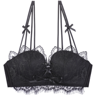 Ideamini蕾丝内衣女无钢圈小胸聚拢加厚上托防下垂文胸少女调整型胸罩套装文胸套装