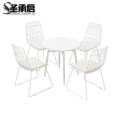 圣承启 桌椅组合 白色一桌四椅 套