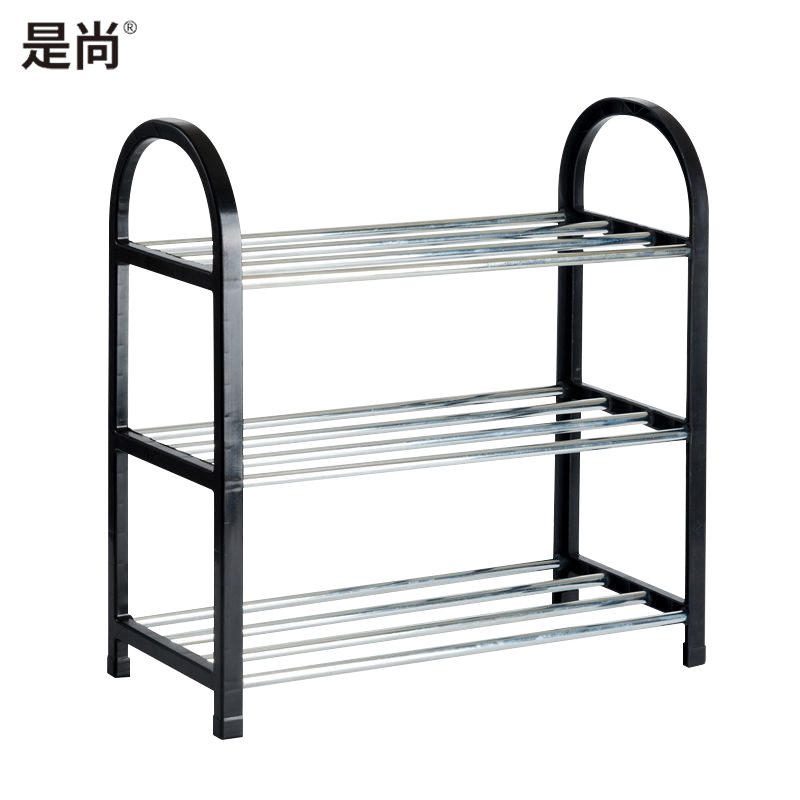 是尚 多层鞋架 组装不锈钢置物架 3/4/5层黑色