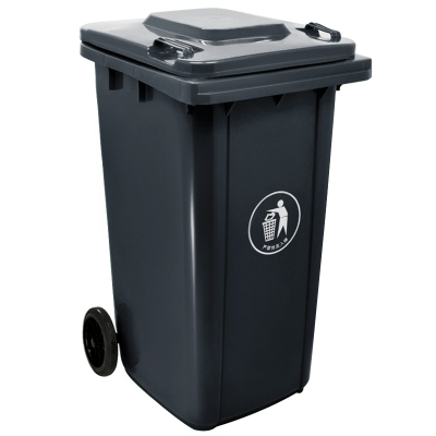 迅迈 240L黑色垃圾桶 户外大垃圾桶 商用餐厨带盖四色有害四分类