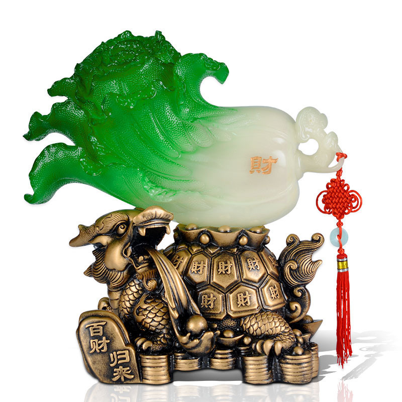 家柏饰(corated)百财归来玉白菜摆件白菜办公室客厅玄关装饰品店铺