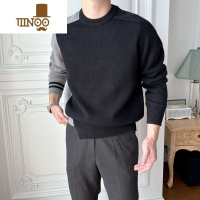 YANXU新款毛衣男士韩版休闲个性撞色圆领针织衫男款日系复古线衣