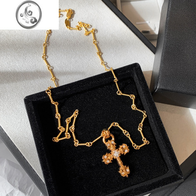 JiMiK罗心~缠花金色项链女轻奢小众高级感情侣复古锁骨颈链男