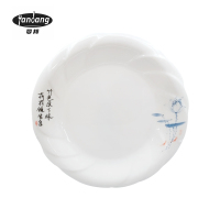 晏邦 密胺餐具 花边盘荷韵 11寸 直径275*23mm 1个