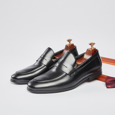 日系男士乐福鞋真皮夏季新款英伦风简约商务正装一脚蹬休闲男皮鞋_1