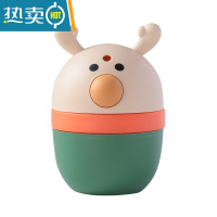 敬平卡通牙签筒创意家用客厅车载自动弹出按压式个性牙签收纳桶牙签盒 绿色小鹿(一按出签,操作方便,小巧不占地)
