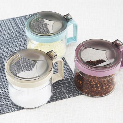 玻璃调料罐厨房盐罐调味罐家用佐料瓶收纳盒组合装调味瓶套装 敬平 2个套装蓝色