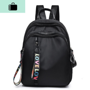 双肩包女韩版2020新款潮牛津布帆布时尚百搭休闲书包女包包小背包NEW LAKE 黑色 黑色