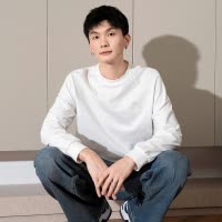 [8.5折价101.9元叠加优惠券]唐狮春秋季新款纯色长袖T恤男士衣服潮流白色圆领内搭打底衫