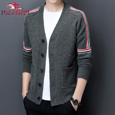 传奇保罗（CHUANQIBAOLUO）针织开衫男春秋装上衣短款小外套中青年韩版潮流外穿休闲毛衣