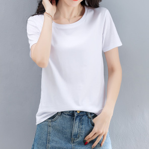 春夏季打底衫女韩版新款女式宽松纯色圆领短袖T恤女上衣女装