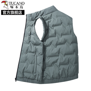 啄木鸟羽绒服马甲男士秋冬季加绒保暖背心中年爸爸无帽棉服外套K