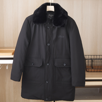 NEWLAKE长款中老年棉衣男爸爸冬装外套加绒加厚爷爷保暖棉服毛领老人棉袄棉衣