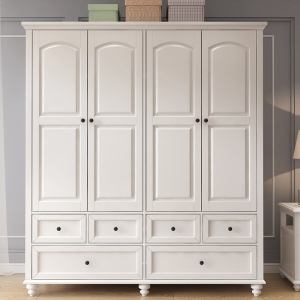 美式衣柜全实木卧室简约现代三四两五家用组装衣橱柜子