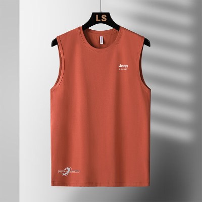 JEEP SPIRITJEEP背心男夏季薄款运动休闲纯棉打底汗衫宽松无袖T恤 酒红色 4XL [建议160-180斤]