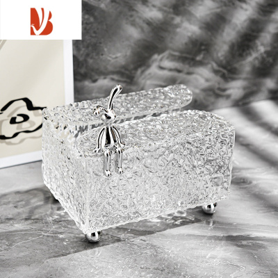 三维工匠多纸巾盒客厅轻奢放遥控创意家用桌面亚克力高颜值抽纸盒 兔子石纹亚克力纸巾盒