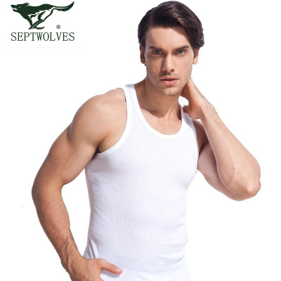 2件5折-七匹狼(SEPTWOLVES)男士背心夏季纯棉t恤衫文化衫运动健身紧身跨栏男工字polo潮睡衣新疆棉