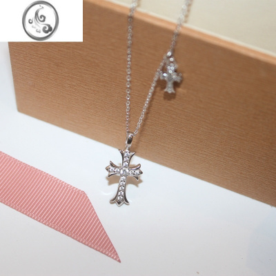 JiMi新款925银银双项链潮时尚ins风百搭锁骨链镶闪钻网红气质女