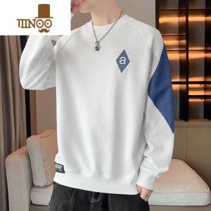 YANXU圆领卫衣男秋季新款撞色长袖t恤男潮牌少年感休闲上衣打底衫T